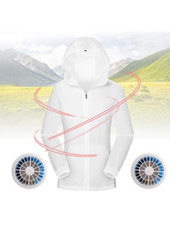Thoraya Outdoor Waterproof Air Conditioning Fan Cooling Clothes UV Protection Jacket Women (White XXL)  - Image 5