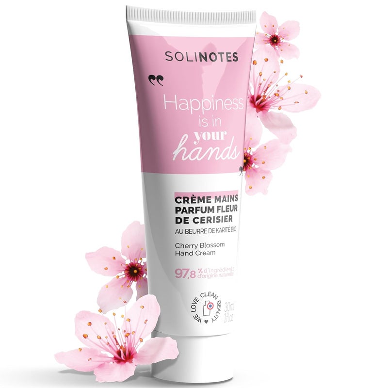 Solinotes Cherry Blossom Hand Cream For Women  Intense Nourishing And Repairing Hand Lotion for Dry and Damaged Hands  Organic Shea Butter  978 Natural Ingredients  1 floz