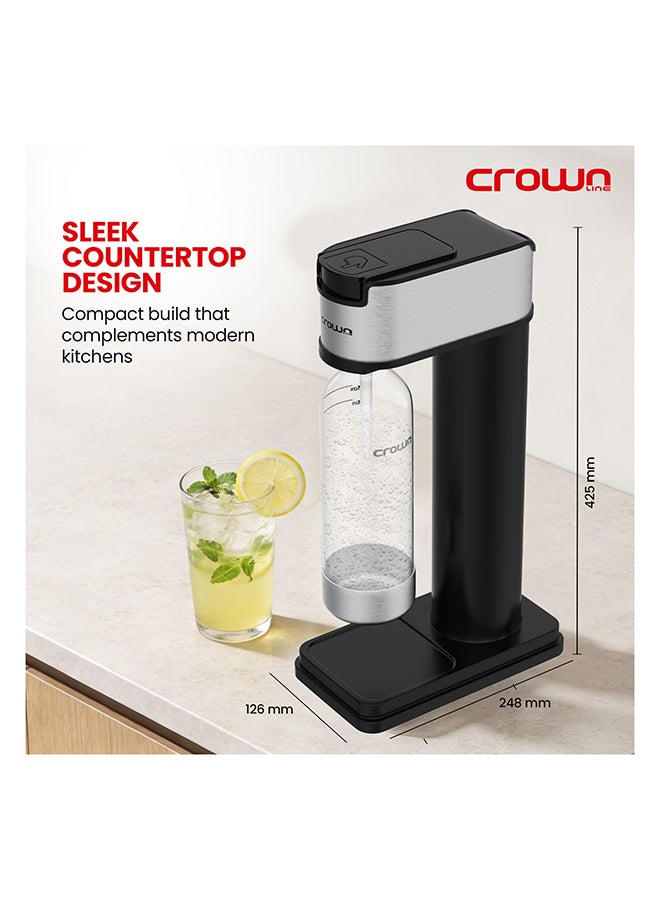 Crownline SM-454 Soda Maker – 850-900ml Capacity, BPA-Free PET Bottle, Quick Screw Design, Makes Up to 60L per Cylinder, Compatible with 0.6L/425g CO2 Gas Cylinder (Not Included) SM-454 black - Image 5