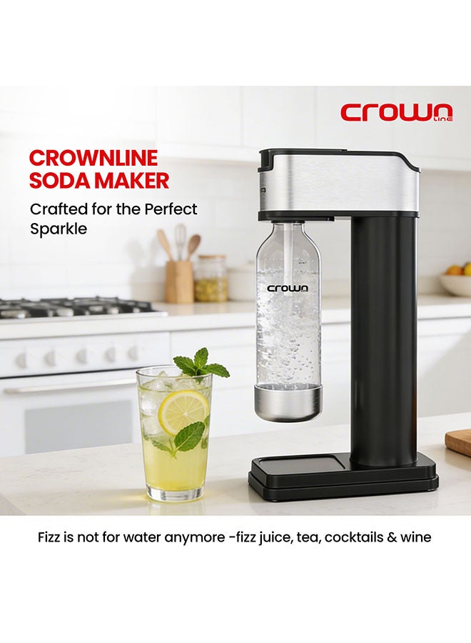 Crownline SM-454 Soda Maker – 850-900ml Capacity, BPA-Free PET Bottle, Quick Screw Design, Makes Up to 60L per Cylinder, Compatible with 0.6L/425g CO2 Gas Cylinder (Not Included) SM-454 black - Image 2