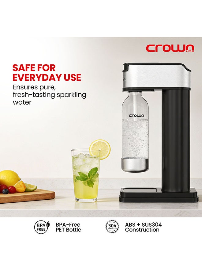 Crownline SM-454 Soda Maker – 850-900ml Capacity, BPA-Free PET Bottle, Quick Screw Design, Makes Up to 60L per Cylinder, Compatible with 0.6L/425g CO2 Gas Cylinder (Not Included) SM-454 black - Image 4