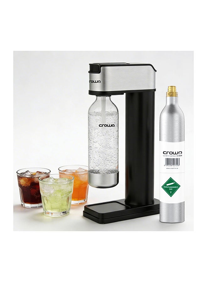 Crownline SM-454 Soda Maker – 850-900ml Capacity, BPA-Free PET Bottle, Quick Screw Design, Makes Up to 60L per Cylinder, Compatible with 0.6L/425g CO2 Gas Cylinder (Not Included) SM-454 black - Image 1