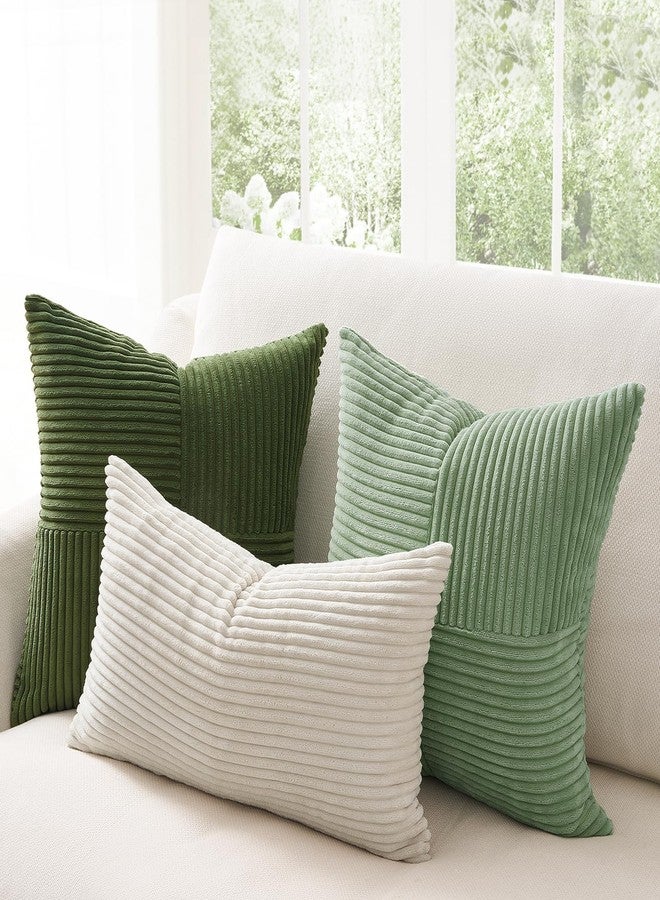 Topfinel SageGreen Throw Pillow Covers Set of 4,Mordern Cozy Cushion Cover with Corduroy,Soft Accent Forest Green Pillow Covers for Couch,Bed,Living Room Home Decor 18×18 Inch - Image 5