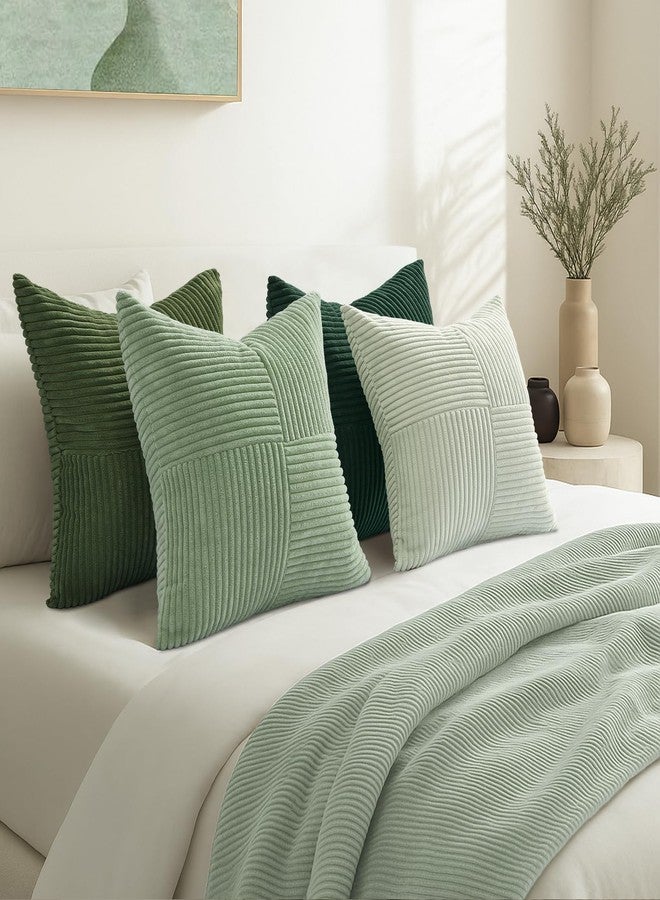 Topfinel SageGreen Throw Pillow Covers Set of 4,Mordern Cozy Cushion Cover with Corduroy,Soft Accent Forest Green Pillow Covers for Couch,Bed,Living Room Home Decor 18×18 Inch - Image 4