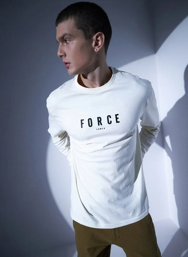 Hubberholme Relaxed Fit Back & Front Typography Print T-Shirt with Long Sleeves by Styli