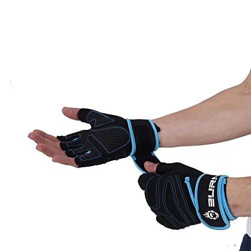 BURNLAB Gym Gloves with Wrist Support (Blue, X-Large) - Image 5