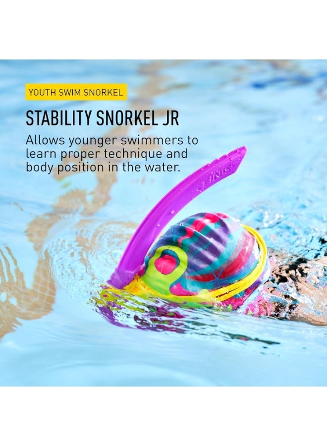 FINIS Stability Snorkel Jr - Swim Training Snorkel for Kids Ages 6-10 - Short Tube - Soft Mouthpiece - Magical Magenta - Image 3