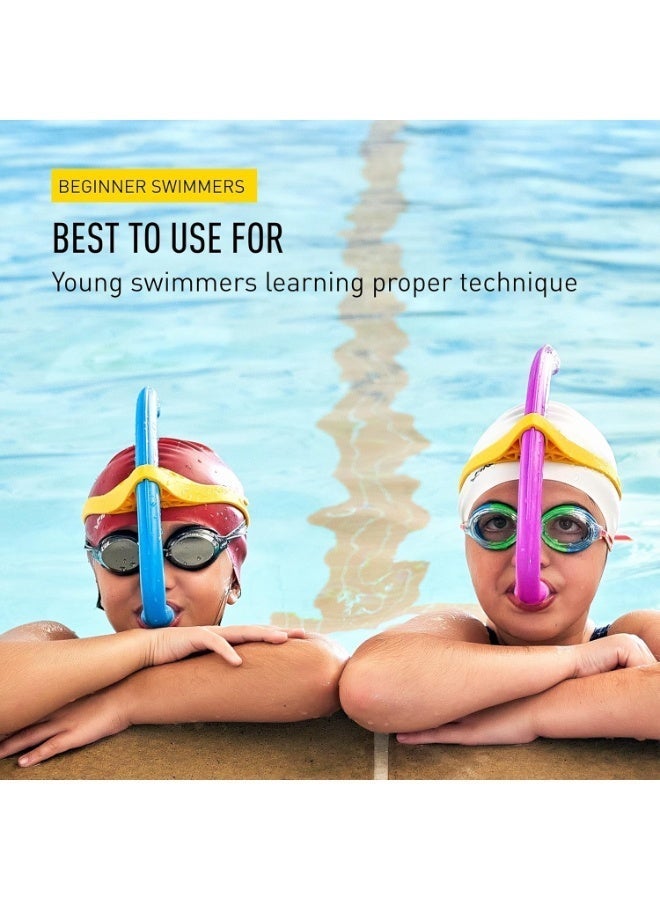 FINIS Stability Snorkel Jr - Swim Training Snorkel for Kids Ages 6-10 - Short Tube - Soft Mouthpiece - Magical Magenta - Image 5