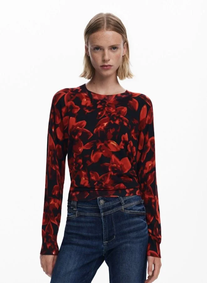 DESIGUAL Lightweight floral sweater