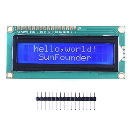 SunFounder LCD1602 Module with 3.3V Backlight Compatible with Arduino R3 Mega2560 Raspberry Pi 16x2 Character White on Blue Background - Image 1