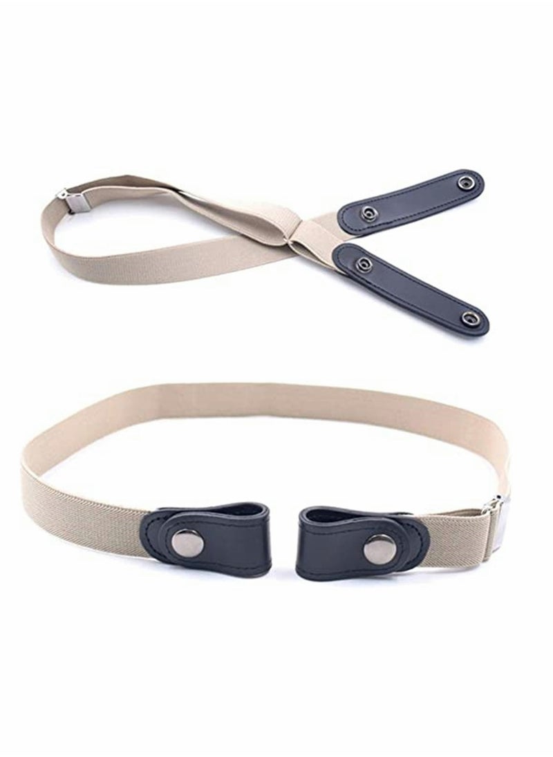 SYOSI - Belts, No Buckle Stretch Belt Adjustable Invisible Belt Elastic Belt No Bulge No Hassle Buckle-free Pant Belt, for Jeans Dresses Women Or Men 2pcs (blue + khaki) - Image 1