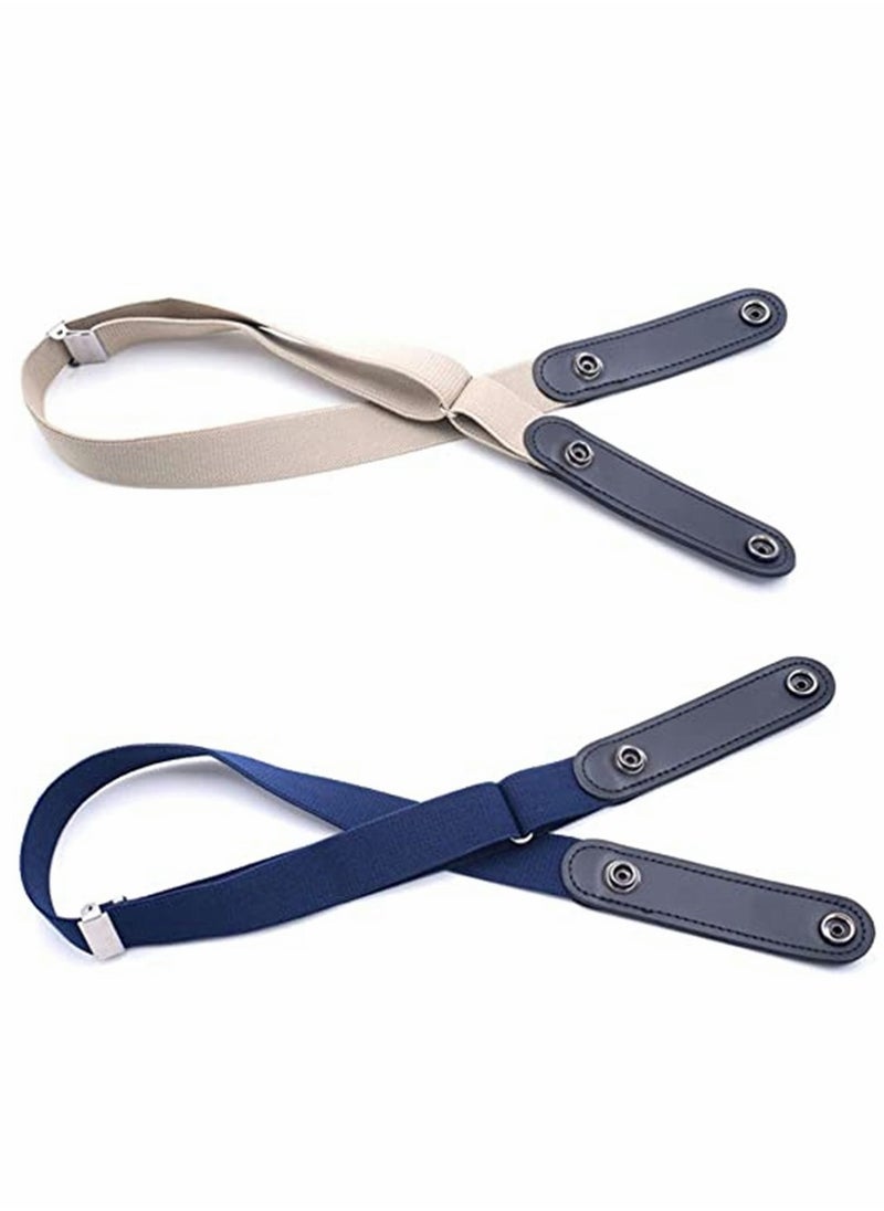 SYOSI - Belts, No Buckle Stretch Belt Adjustable Invisible Belt Elastic Belt No Bulge No Hassle Buckle-free Pant Belt, for Jeans Dresses Women Or Men 2pcs (blue + khaki) - Image 1