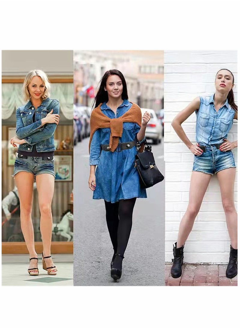 SYOSI - Belts, No Buckle Stretch Belt Adjustable Invisible Belt Elastic Belt No Bulge No Hassle Buckle-free Pant Belt, for Jeans Dresses Women Or Men 2pcs (blue + khaki) - Image 1