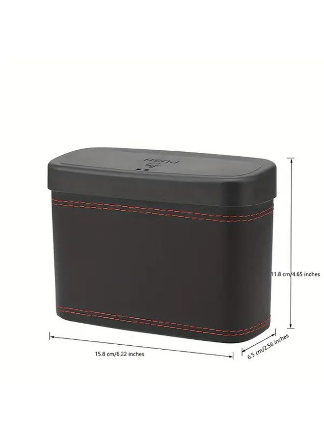 A Set Of 2 Universal Black Car Trash Cans With Lid Including 1 Roll Of Trash Bags Hanging Organizer For Vehicle Seat Back And Door Foldable Multi Functional Car Accessories - Image 3