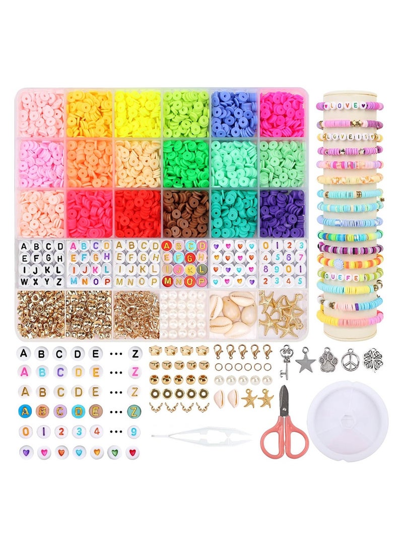 DIY Jewelry Set, Elastic Cord, 24 Colors Flat Pre-Made Beads for Bracelets, Necklaces and Earrings - 1 Piece - Image 1