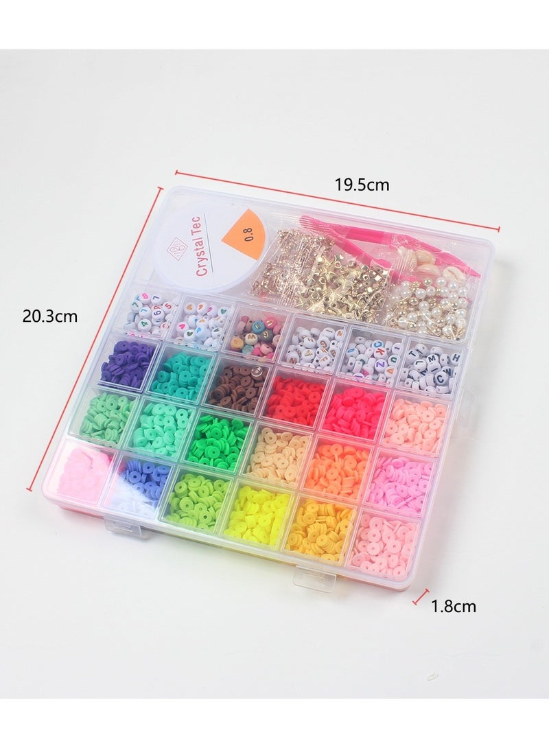 DIY Jewelry Set, Elastic Cord, 24 Colors Flat Pre-Made Beads for Bracelets, Necklaces and Earrings - 1 Piece - Image 3