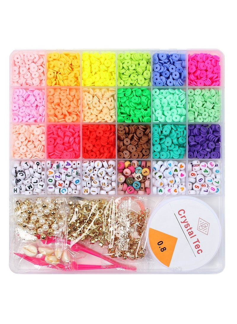 DIY Jewelry Set, Elastic Cord, 24 Colors Flat Pre-Made Beads for Bracelets, Necklaces and Earrings - 1 Piece - Image 2
