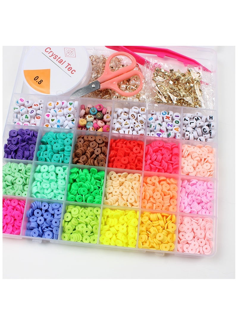 DIY Jewelry Set, Elastic Cord, 24 Colors Flat Pre-Made Beads for Bracelets, Necklaces and Earrings - 1 Piece - Image 4