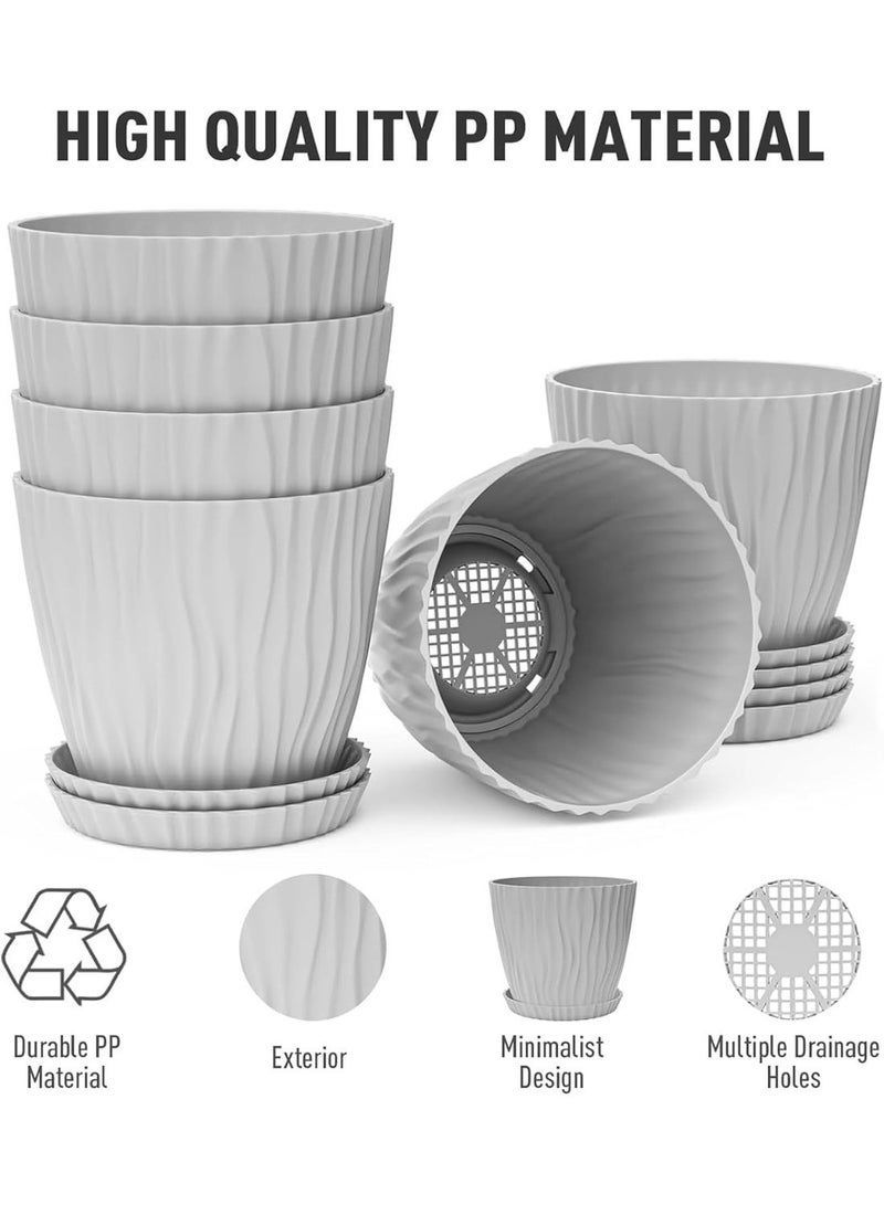 Plant Pots，Plant Pots with Drainage，Pots with Drainage Hole and Trays, Modern Decorative Pots for All House Plants,Succulents, Flowers, and Seeding Nursery（Pack of 4） - Image 3