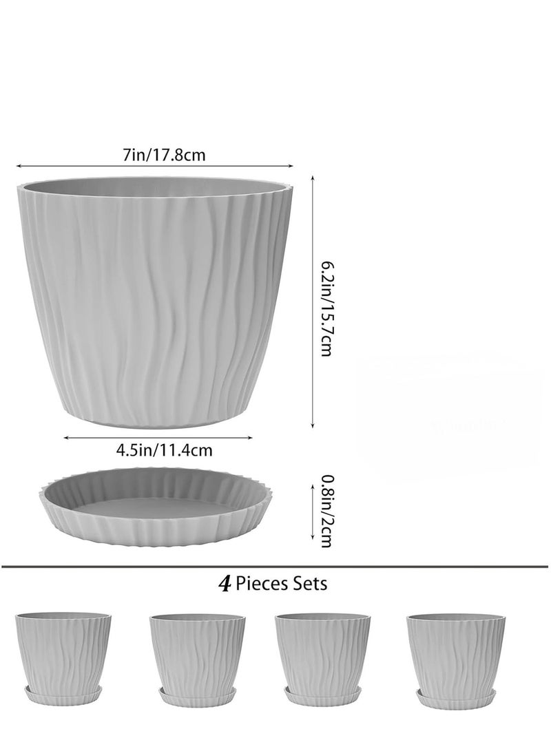 Plant Pots，Plant Pots with Drainage，Pots with Drainage Hole and Trays, Modern Decorative Pots for All House Plants,Succulents, Flowers, and Seeding Nursery（Pack of 4） - Image 2