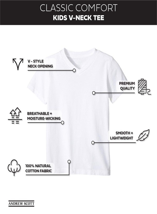 Andrew Scott Boys' V Neck T Shirt | Cotton Color Undershirts | 100% Cotton Tees in Multi Packs, 12 Pack - Bright Whites, XS - Image 2