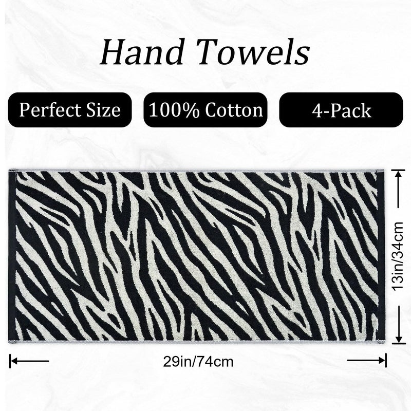 Jacquotha Bathroom Hand Towels 2 Style 4 Pack - Black Hand Towel Checkered and Zebra, Cotton - Image 5