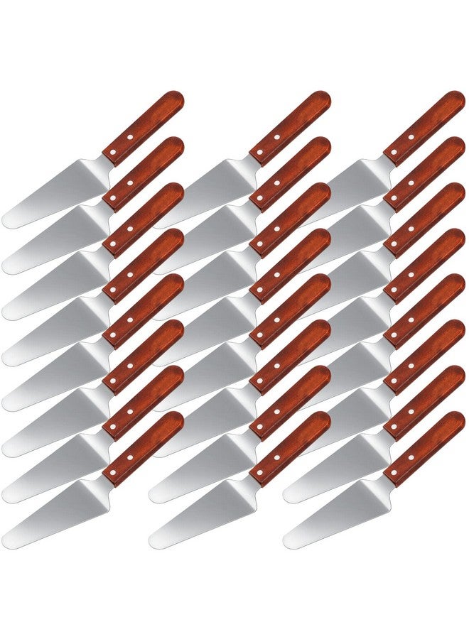 Yinkin Yinkin 40 Pack Pie Server Pizza Spatula Stainless Steel Pie Spatula Wood Handle Easy to Grip Cake Cutter Slicers Utensils, 9.8 x 2.4 Inches  - Image 1