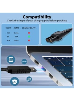 SANMUGEED 8V Shaver Charger Cord, Replacement USB Power Charger Adapter Cable, Compatible with Philips Norelco HQ850, AT600, AT755, FT618, RQ350, HQ902, S5050, S5080  - Image 2