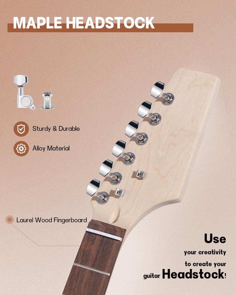Leo Jaymz DIY ST Style Electric Guitar Kits with Mahogany Body and Maple Neck - Laurel Wood Fingerboard and All Components Included (ST) - Image 4