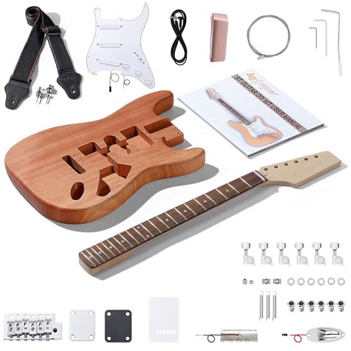 Leo Jaymz DIY ST Style Electric Guitar Kits with Mahogany Body and Maple Neck - Laurel Wood Fingerboard and All Components Included (ST) - Image 1