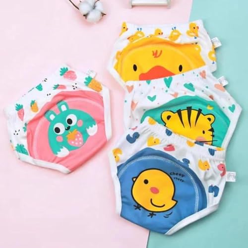 KINGZOMY® Cotton Toddler Underpants, Waterproof Breathable Underwear for Kids,Side Leakage Proof Reusable Diaper, washable Diapers for Kids 0-3 Yrs - Pack Of 1 (Multi Design -1, SIZE- Medium) (M) - Image 1