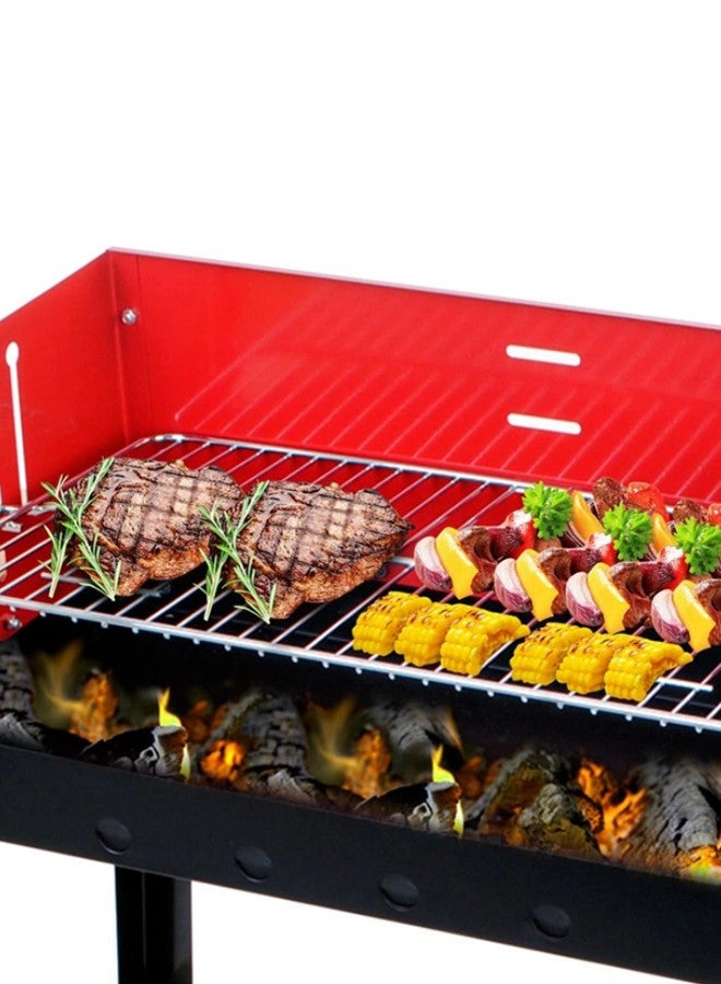 صحار شواية فحم للاستخدام الخارجي مع رف جانبي وعجلتين متينتين لسهولة النقل أسود/بني/أحمر - Image 4