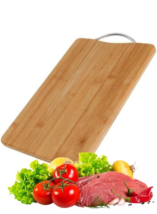 Natural Bamboo Cutting Board with Metal Grip – Multi-Purpose Kitchen Board for Fruits & Vegetable-34 X 24 cm - Image 1