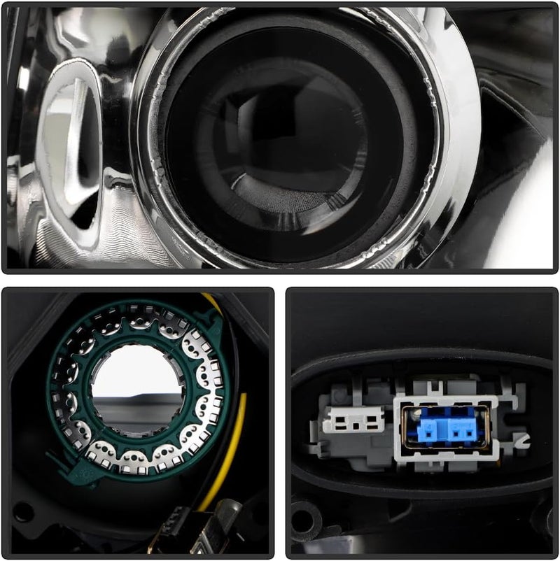 KEEKPO Black Housing Projector Headlights for 2007-2014 Cadillac Escalade HID/Xenon Model - Left & Right Pair - Image 4