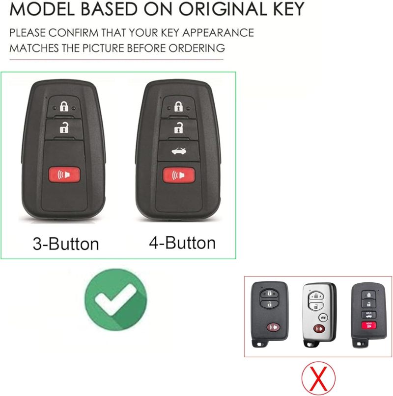 4 Button Toyota Key Cover Blue Genuine Leather - Water-Resistant Wear-Resistant Key Fob Case for Toyota RAV4 Highlander Camry C-HR Avalon Corolla 4Runner Mirai Prius 2018-2025 - Image 2