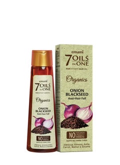 emami Emami 7 Oils In One Organics Onion Blackseed Hair Oil | Anti-Hair Fall | Ultra-Light & Non-Sticky | Free From Parabens, Sulphates & Harmful Chemicals | For Thick, Strong Hair, 200ml 