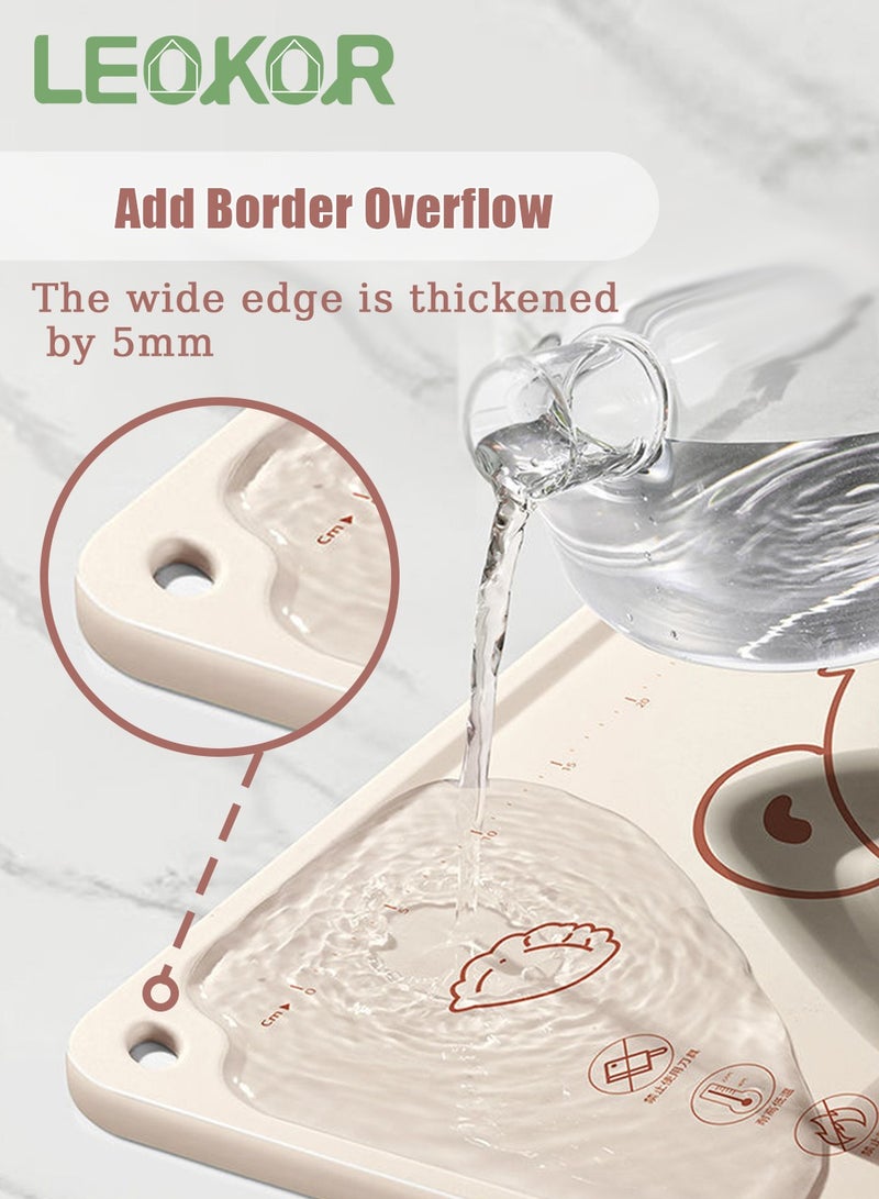 LEOKOR حصيرة خبز المعجنات من السيليكون، حصيرة عجن السيليكون الآمنة للطعام مع ارتفاع الحواف، حصيرة عجن سميكة غير لاصقة مع قاطع العجين، فرشاة المعجنات وعصي الفرد 40*50CM - Image 2