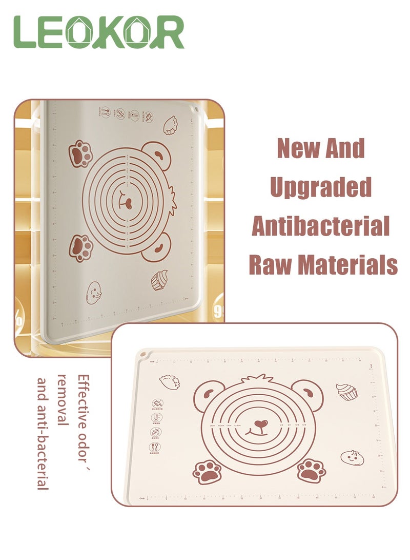 LEOKOR حصيرة خبز المعجنات من السيليكون، حصيرة عجن السيليكون الآمنة للطعام مع ارتفاع الحواف، حصيرة عجن سميكة غير لاصقة مع قاطع العجين، فرشاة المعجنات وعصي الفرد 40*50CM - Image 5