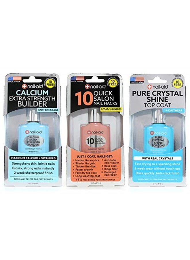 3pk Of Calcium Thickener + After Artificials + Pure Crystal Top Coat, French Sheer, N/A, 1.65 Fl Ounce