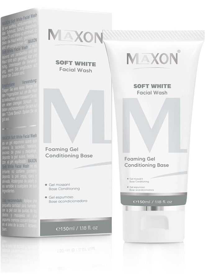 MAX-ON Soft Facial Wash, Low Foaming Face Wash for All Skin Types, Exfoliating Facial Wash for Men & Women, Deep Cleansing & Hydrating, 150ml