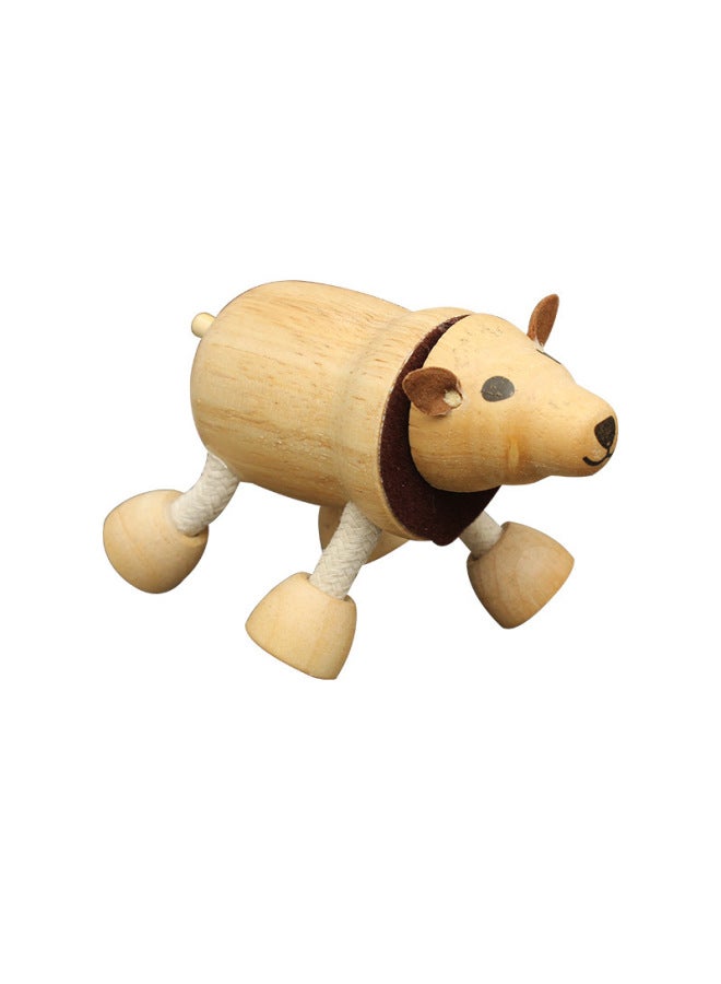 Wooden Small Animal Solid Wood Animal Doll Model Toy Children's Forest Animal Puppet Toy Creative Ornaments-Color:Brown Bear - Image 1