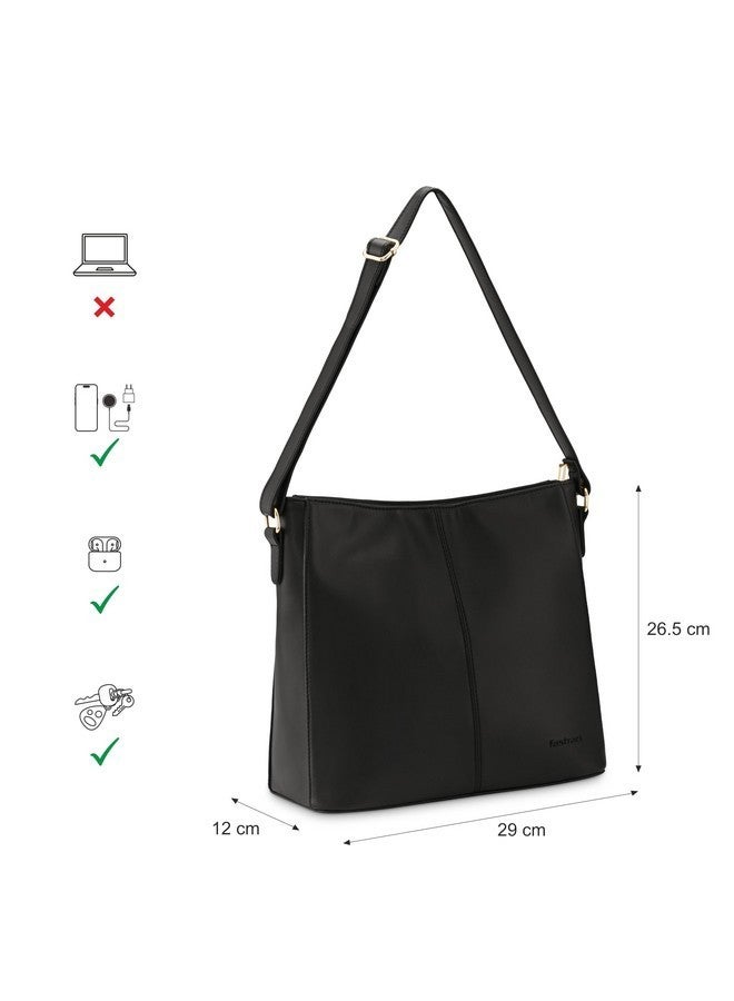 Fastrack Solid College Shoulder Bag for Women | Campus-Ready High-Utility Shoulder Bag Black - Image 4