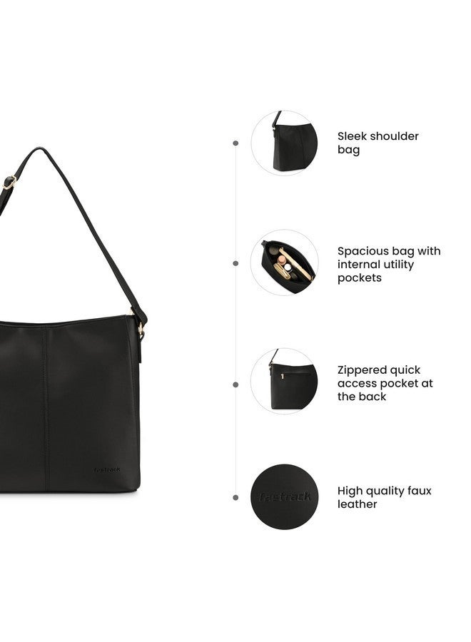 Fastrack Solid College Shoulder Bag for Women | Campus-Ready High-Utility Shoulder Bag Black - Image 3