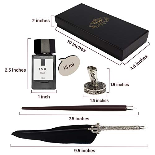 Trustela Calligraphy Set for Beginners, Wooden Dip Pen, Feather Quill, 19 Nibs, Ink Set, Gift Box - Image 5