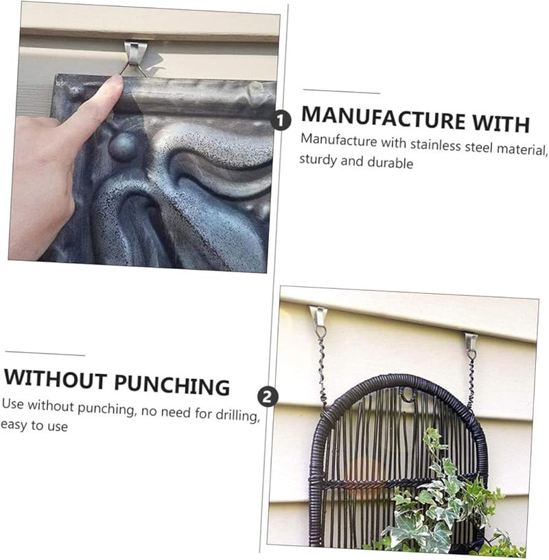 جارنيك 8 قطع خطافات لاصقة من الفينيل الأبيض لتثبيت الألواح الجانبية لا تحتاج إلى حفر، معلقات للحديقة وغرفة المعيشة - Image 5