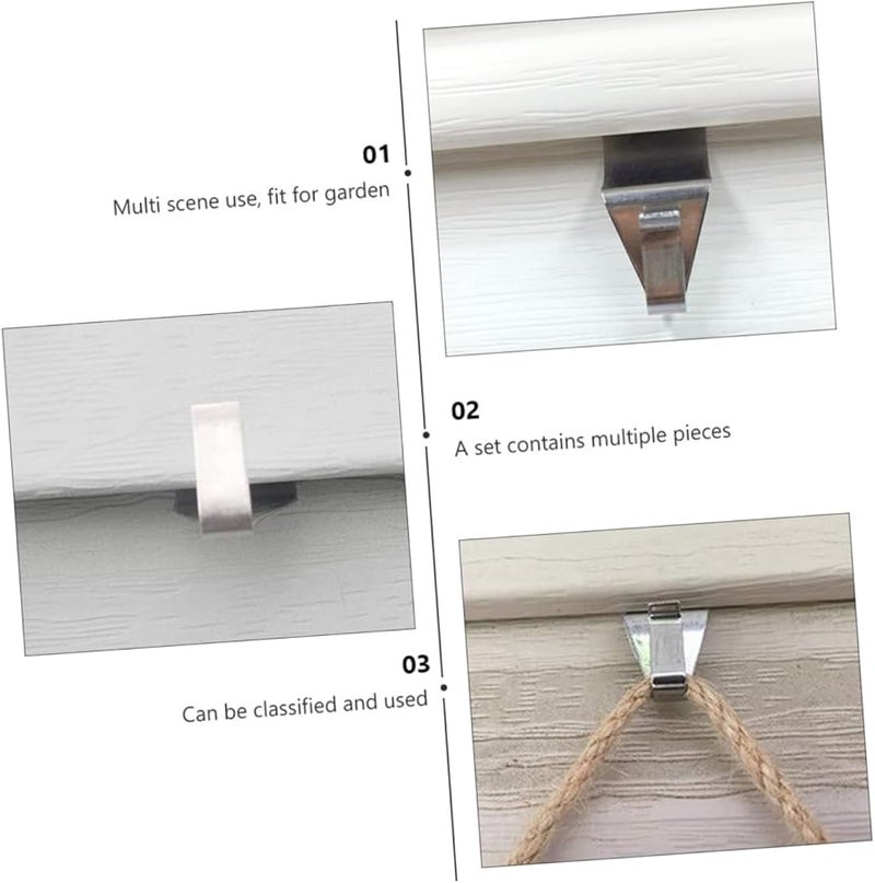 جارنيك 8 قطع خطافات لاصقة من الفينيل الأبيض لتثبيت الألواح الجانبية لا تحتاج إلى حفر، معلقات للحديقة وغرفة المعيشة - Image 4