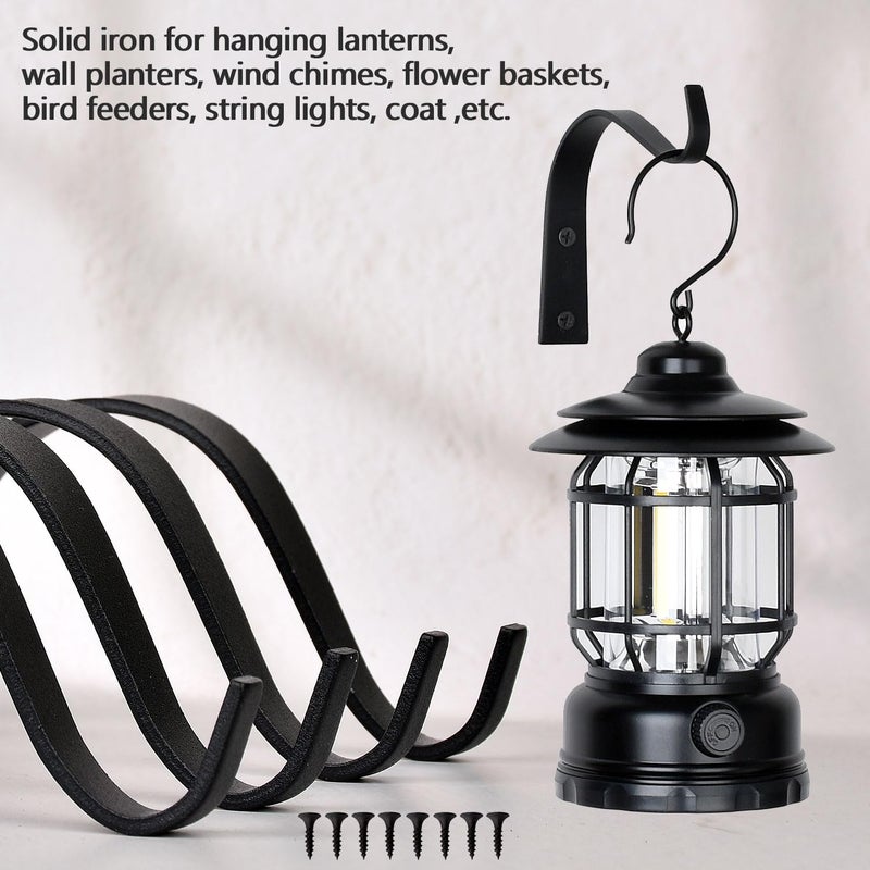 onsogi 4 Inch Iron Wall Hooks for Plant Hanger Bracket Indoor Outdoor, Wall Mount Rustic Decor for Light, Lanterns Fence, Bird Feeders, Wind Chimes - Image 2