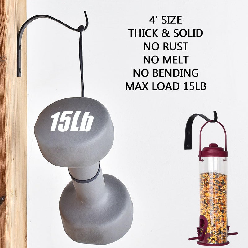 onsogi 4 Inch Iron Wall Hooks for Plant Hanger Bracket Indoor Outdoor, Wall Mount Rustic Decor for Light, Lanterns Fence, Bird Feeders, Wind Chimes - Image 4