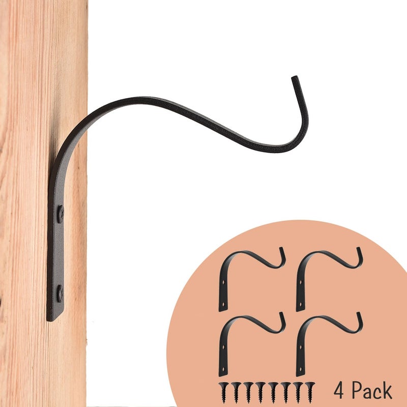 onsogi 4 Inch Iron Wall Hooks for Plant Hanger Bracket Indoor Outdoor, Wall Mount Rustic Decor for Light, Lanterns Fence, Bird Feeders, Wind Chimes - Image 1