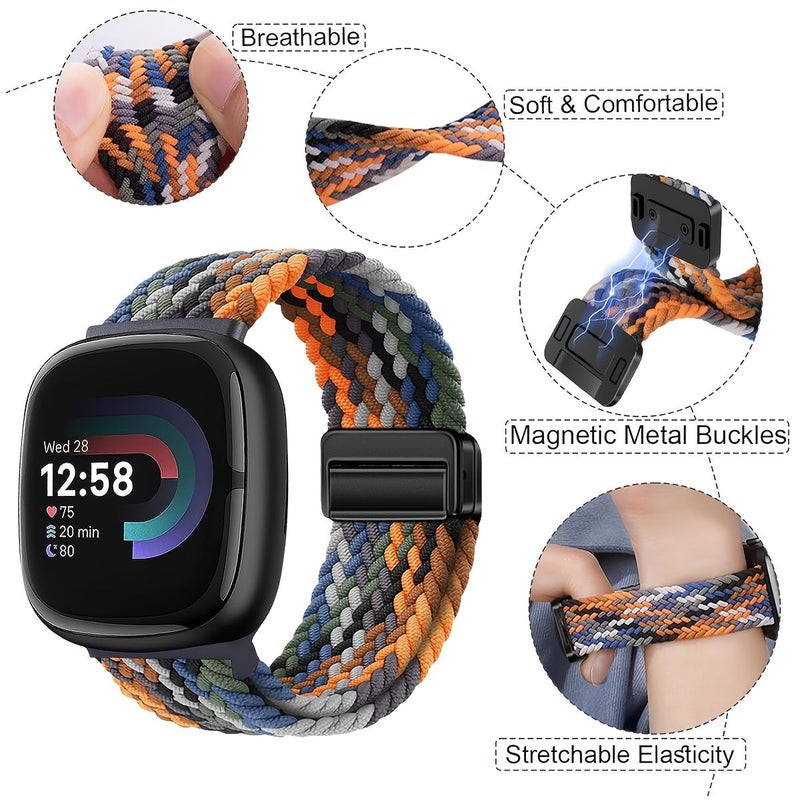 حزام بورغندي الرياضي القابل للتمدد مصنوع من النايلون، متوافق مع Fitbit Versa Sense 2 - Image 3